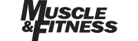 Logo with the text 'Muscle & Fitness' in bold, black font.