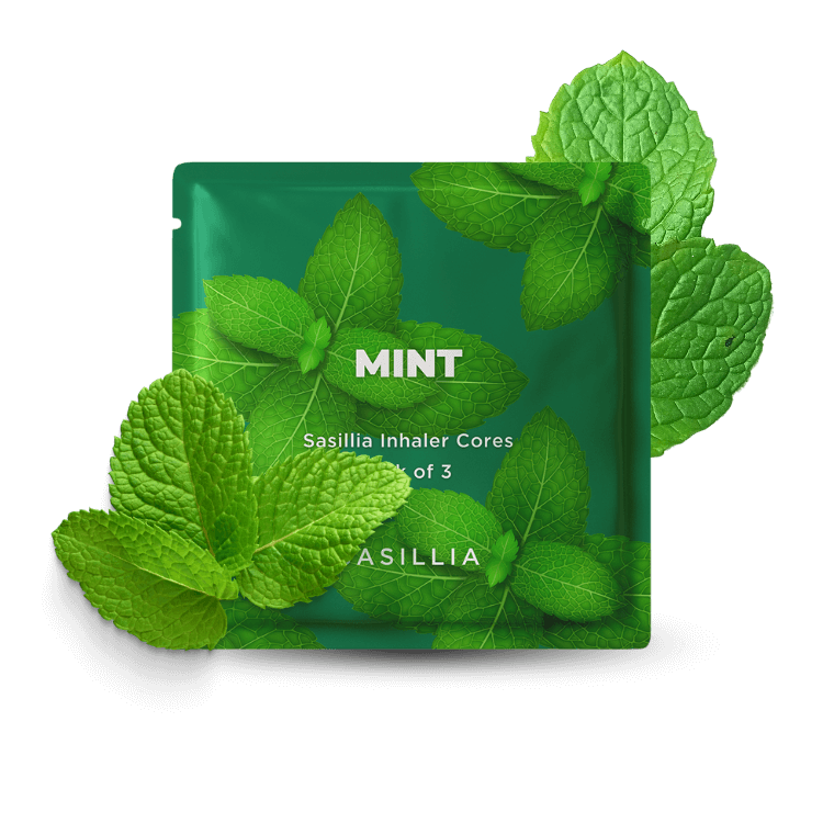 Green packet labeled 'Mint' with mint leaves around it.