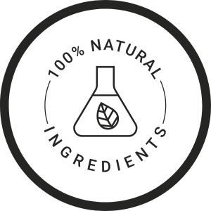 Circle with a leaf symbol inside, indicating vegan certification.