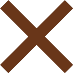 Brown 'X' on a transparent background.