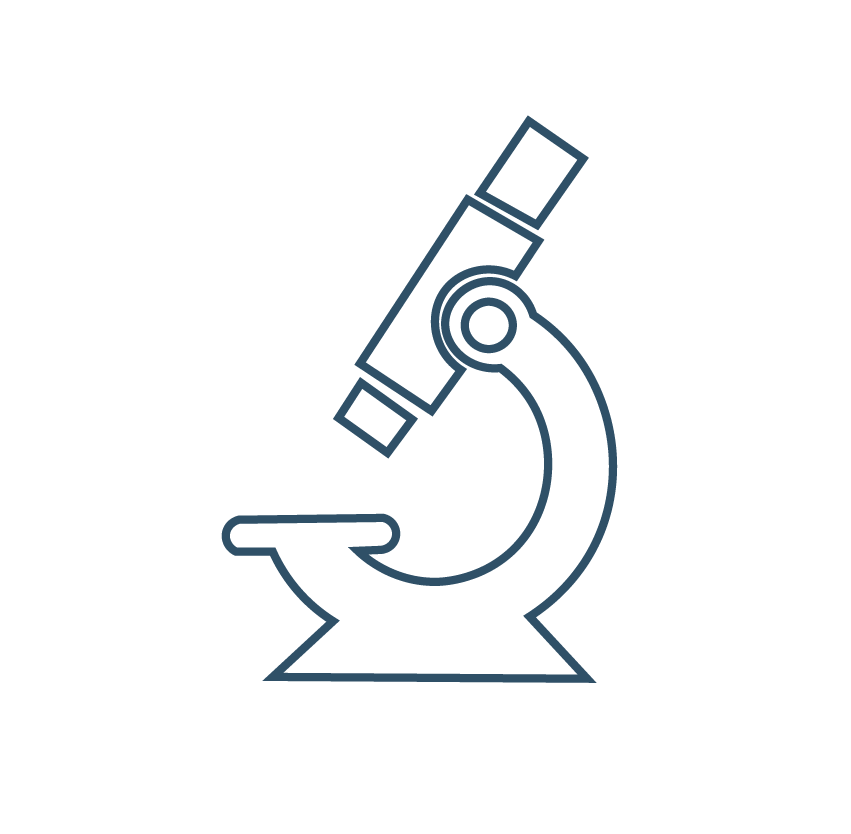 Line drawing of a microscope on a white background.
