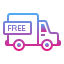 Gradient outline of a delivery truck with 'Free' sign.