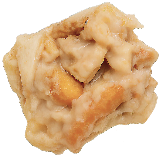 A close-up of a textured, beige, irregularly shaped object.