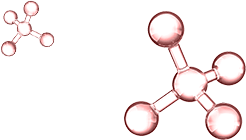 Two abstract molecular structures on a white background.