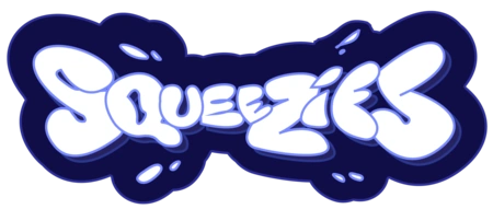 Stylized text logo reading 'Squeezies' with a playful design.