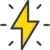 Yellow lightning bolt graphic on a green square with black accents.