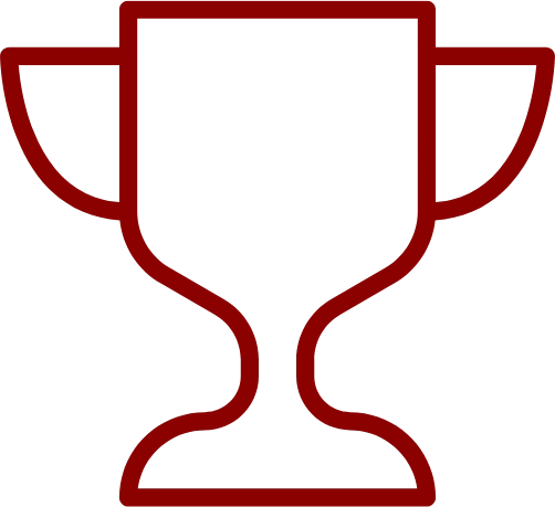 Red outline of a trophy on a transparent background.