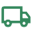 Green truck icon on a white background.