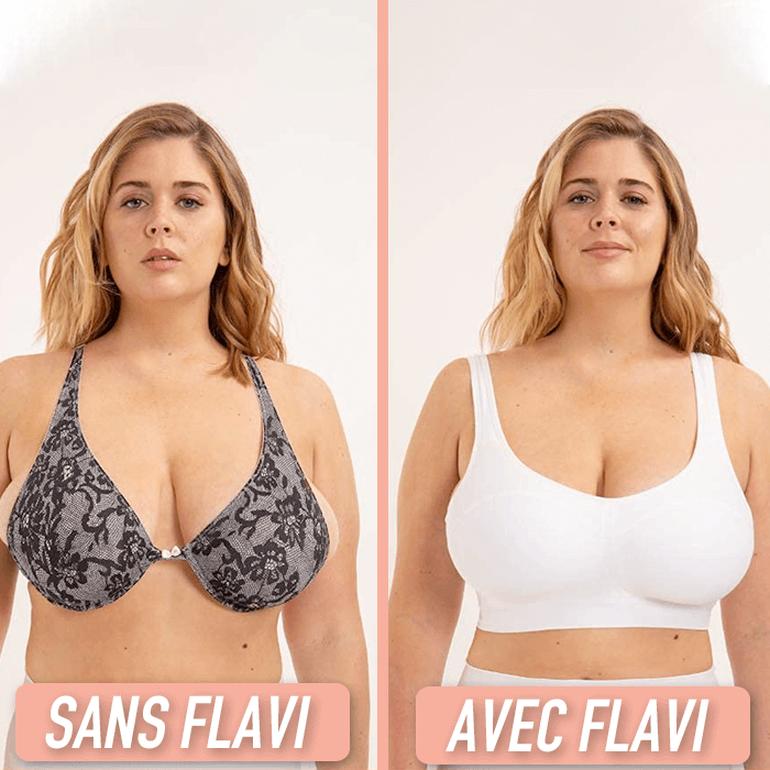 Side-by-side comparison of a woman in different bras.