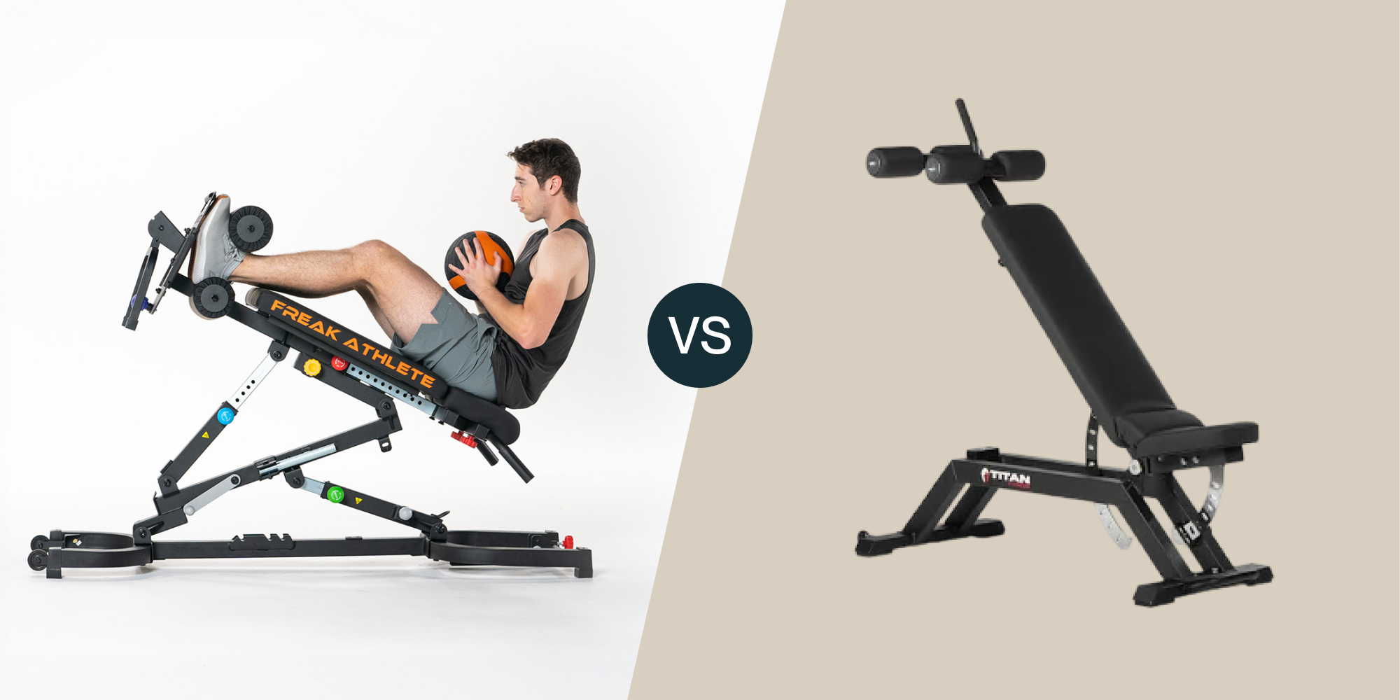 Comparison of adjustable exercise benches with a person using one.