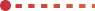 Red and orange dotted line with a red circle at one end on a black background.