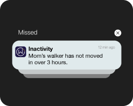 Notification about inactivity: Mom’s walker hasn't moved in over 3 hours.