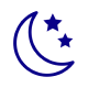 Blue moon and stars icon on a white background.