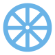Blue eight-spoke wheel on a transparent background.