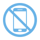 Blue no-phone icon with a mobile phone crossed out.