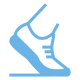 Simple blue icon of a running shoe.