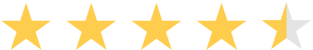 Four and a half yellow stars on a transparent background.