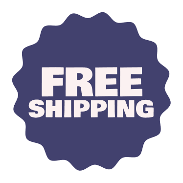 Purple badge with 'Free Shipping' text in white.
