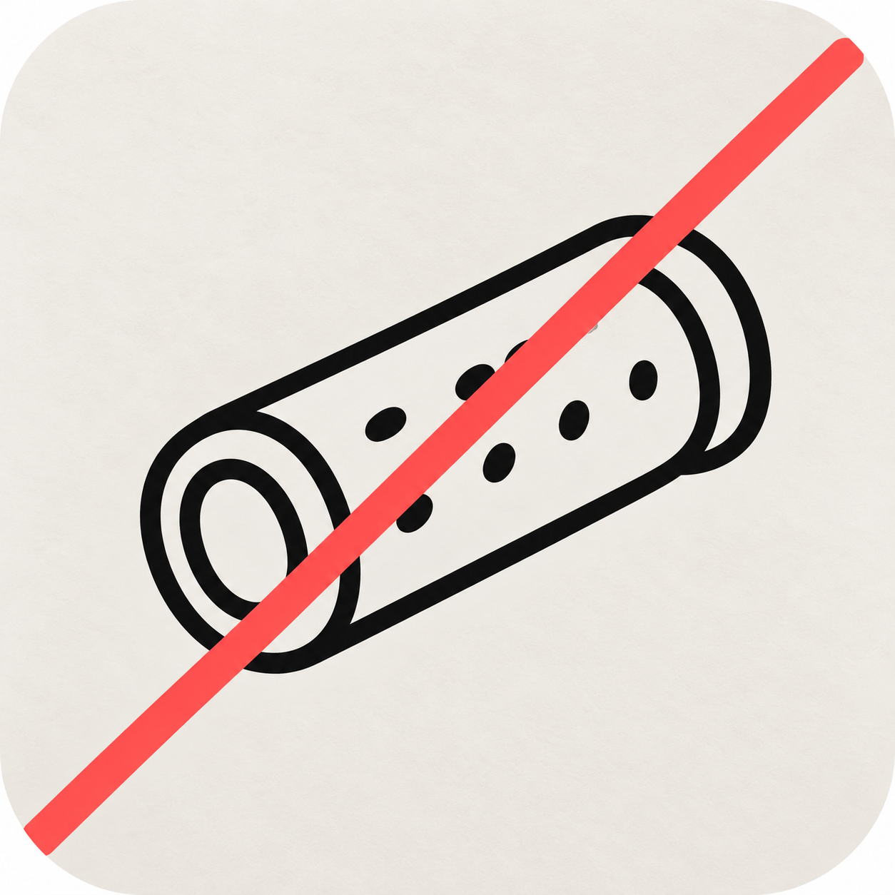 An icon of a burrito or wrap with a red line crossing through it.
