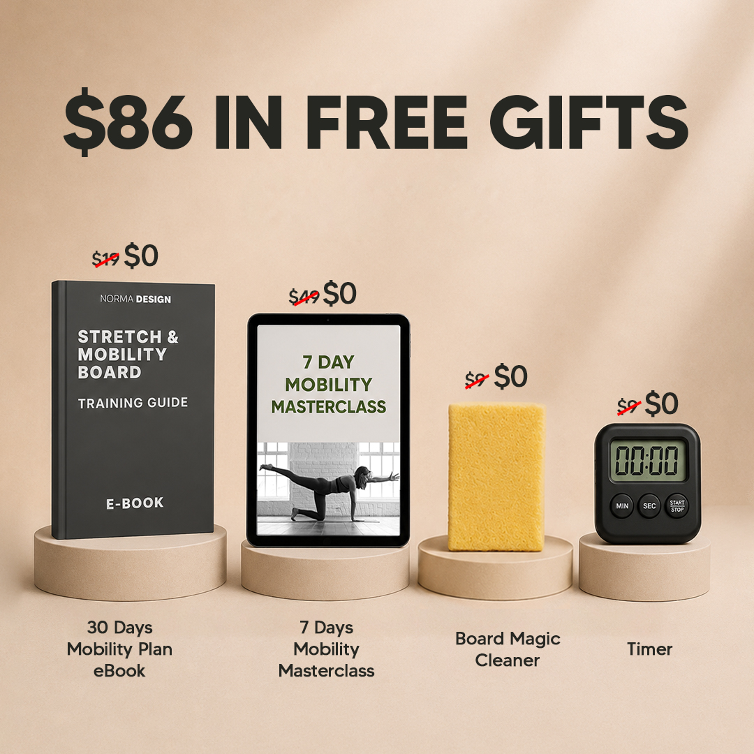 An advertisement showing four free gifts: an ebook, a masterclass on a tablet, a sponge, and a timer.