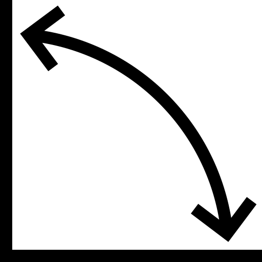 A black curved arrow with heads pointing towards the top-left and bottom-right corners.
