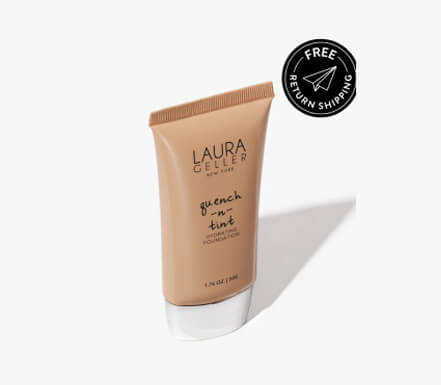 Laura Geller foundation tube with free return shipping label.
