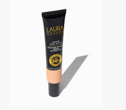 Foundation tube with SPF 50, labeled 'Laura Geller.'