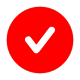 Red circle with a black checkmark inside.