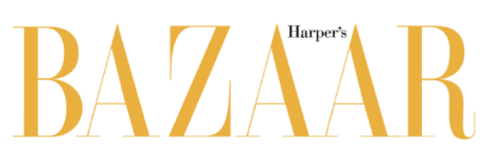 The logo for the fashion magazine Harper's BAZAAR, shown in gold and black text.