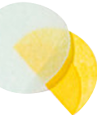 Abstract shapes with overlapping circles in white and yellow.