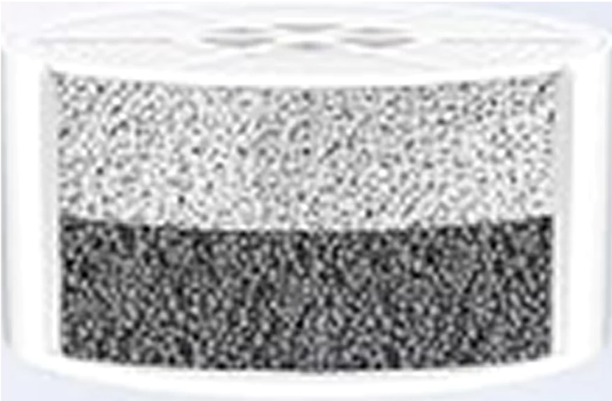 Cross-section of a cylindrical filter with two layers of granules.