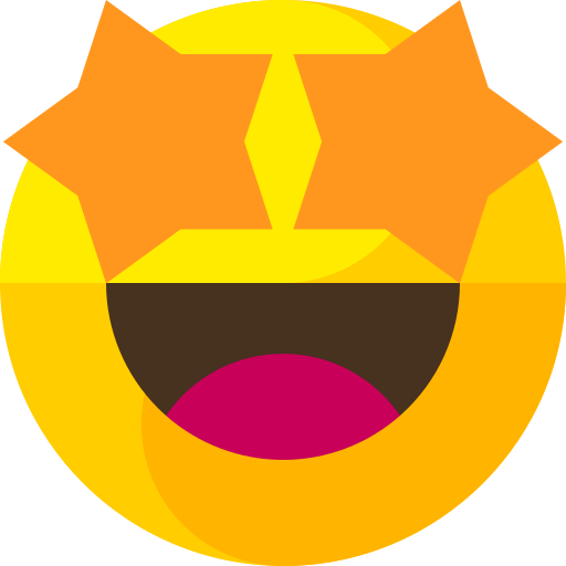 Emoji with star-shaped eyes and open mouth.