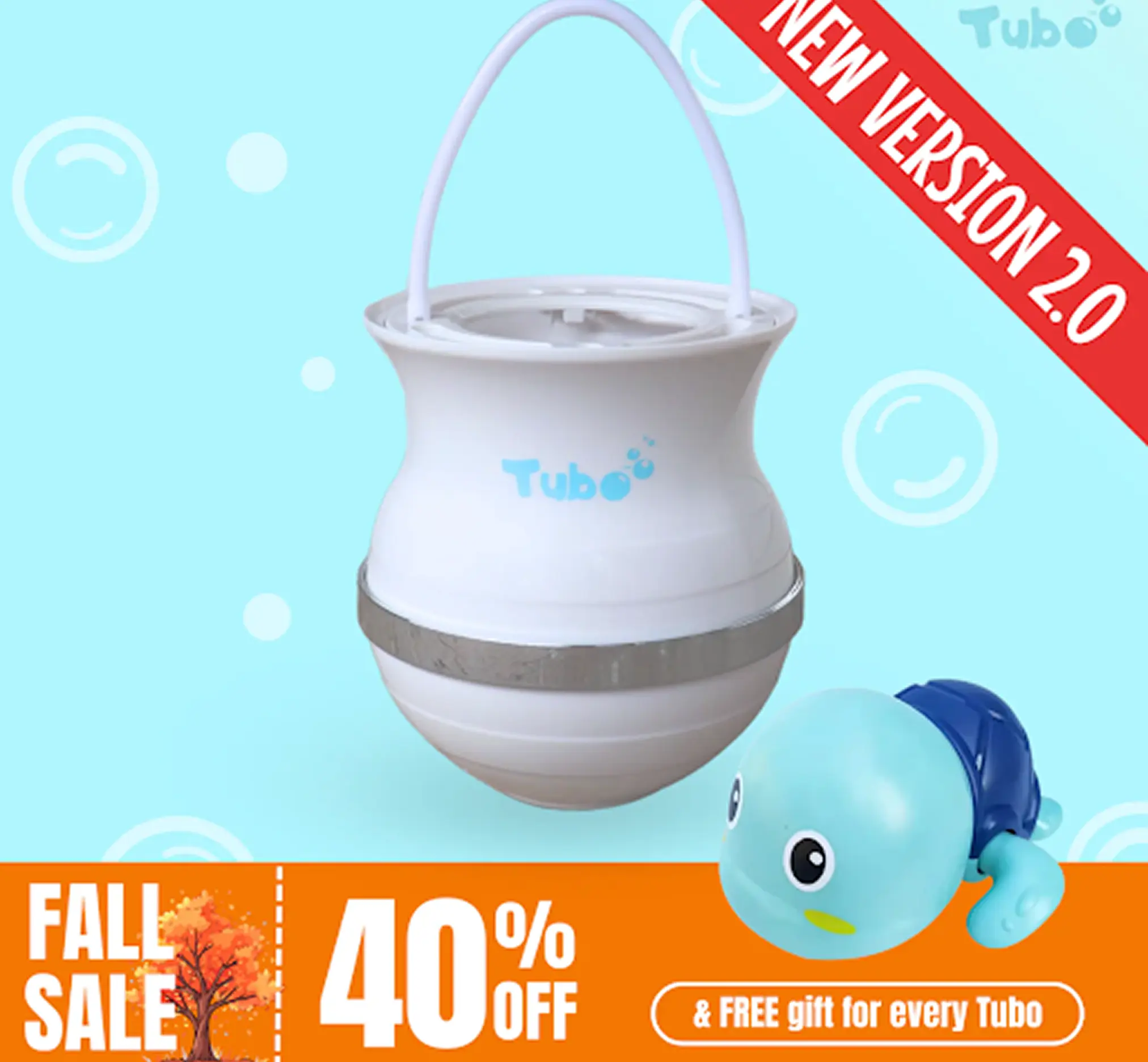 White container, blue background, with 40% off fall sale banner.