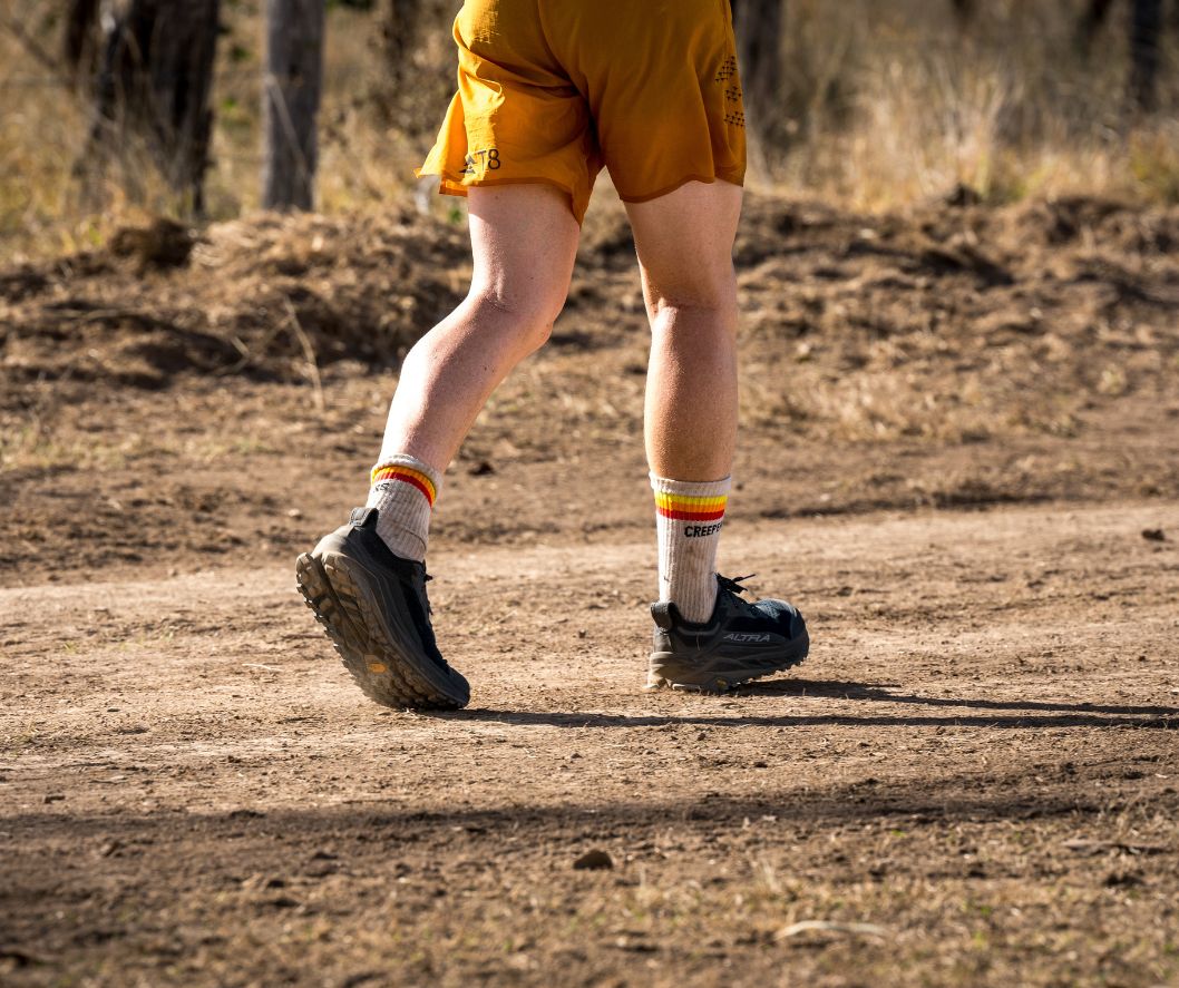 altra shoes and ceeeper toe socks during a backyard ultra marathon