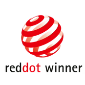 Red Dot Award logo with text 'red dot winner'.