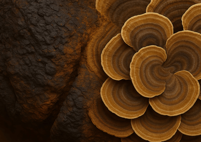 Chaga y cola de pavo