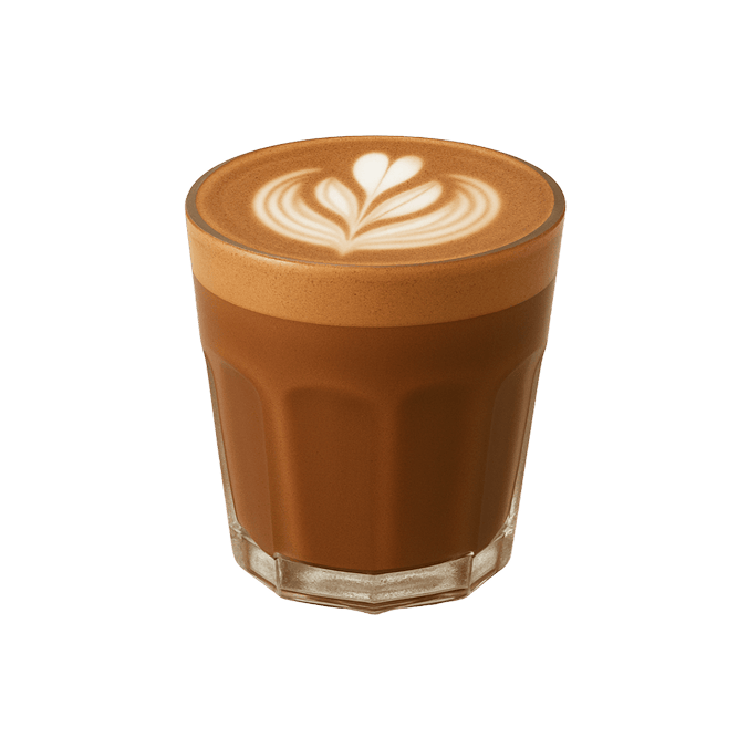 Vaso de latte con latte art