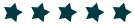 A row of five dark teal, six-pointed stars on a white background.