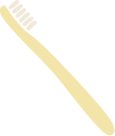 A simple illustration of a light yellow toothbrush with off-white bristles.