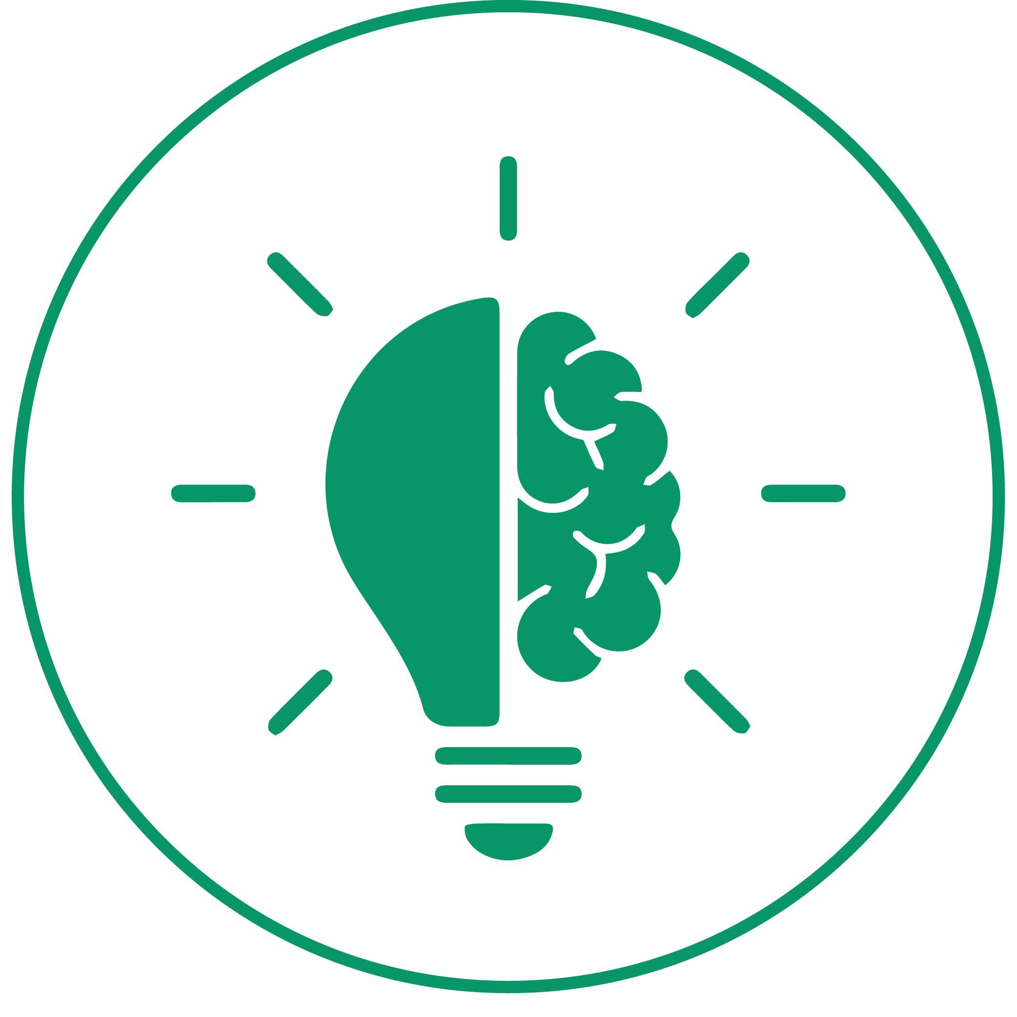 A green icon of a gear over a rising bar chart with an arrow, inside a circle.