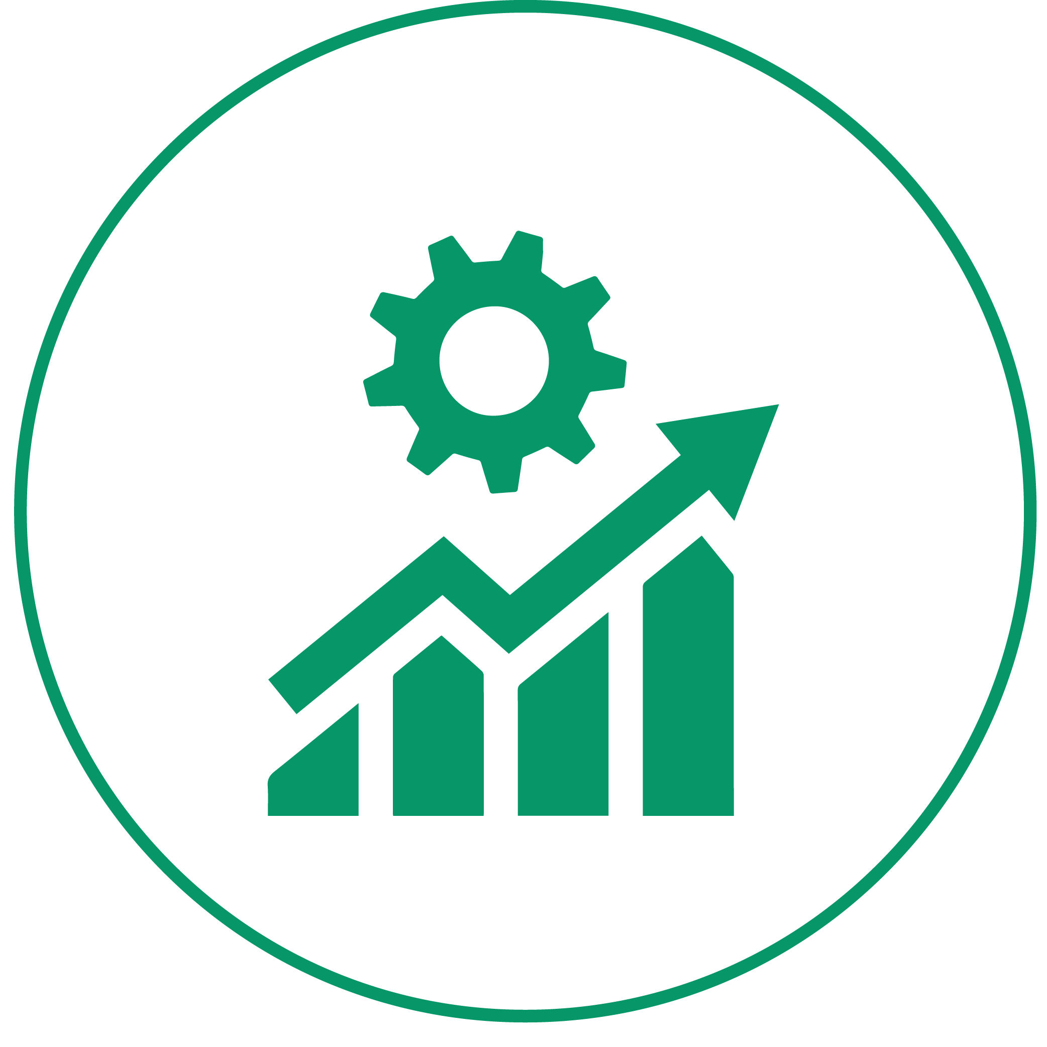 A green lightning bolt icon inside a thin green circle on a white background.