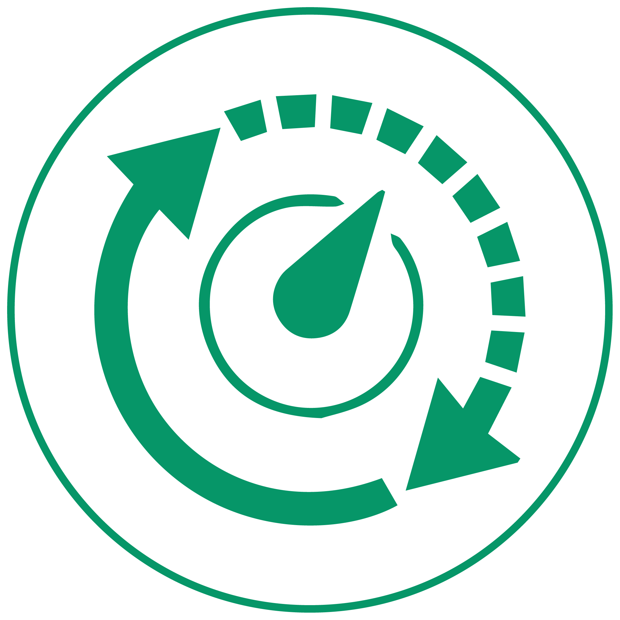 A green lightning bolt icon inside a thin green circle on a white background.