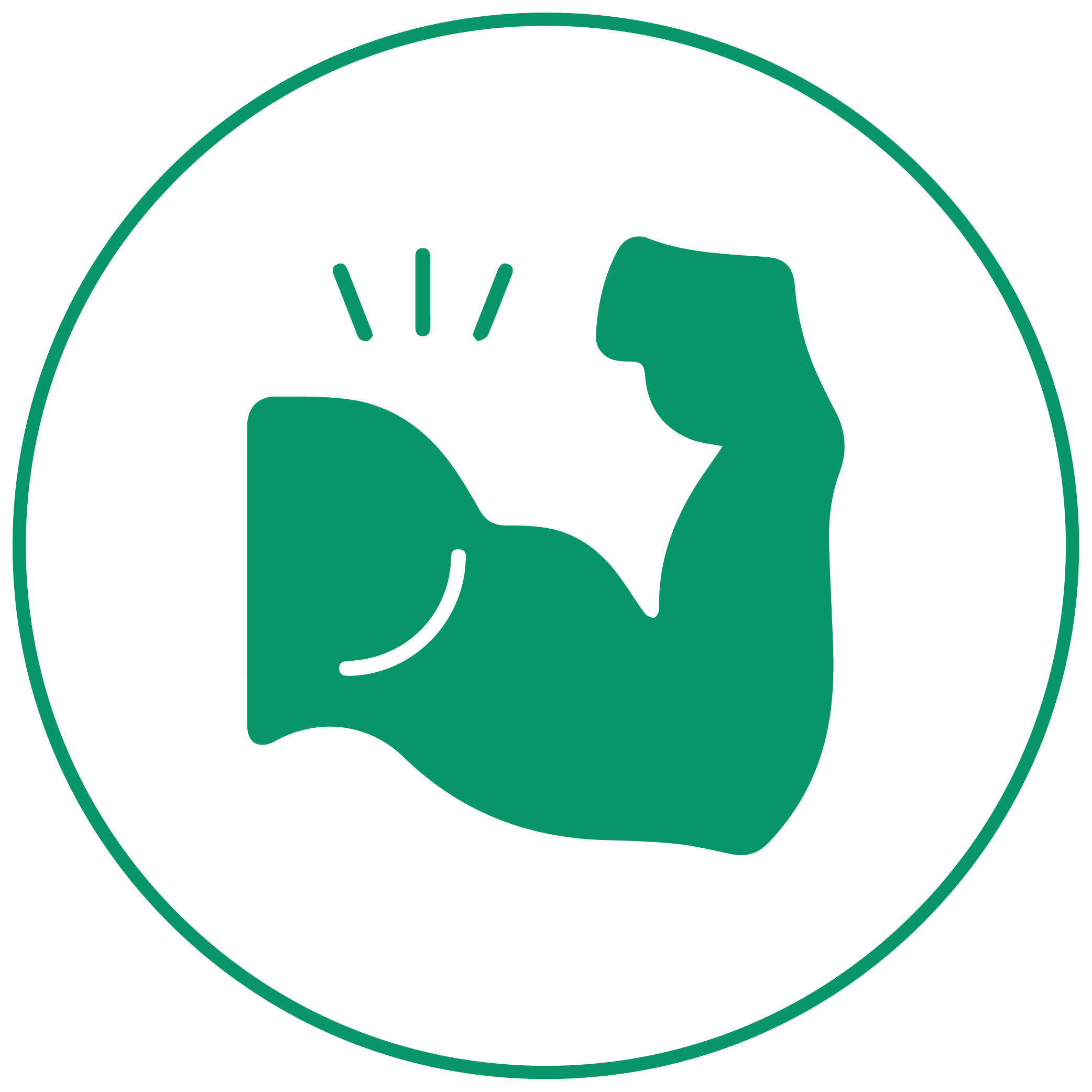 A green icon of a gear over a rising bar chart with an arrow, inside a circle.