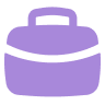 Purple briefcase icon on a transparent background.