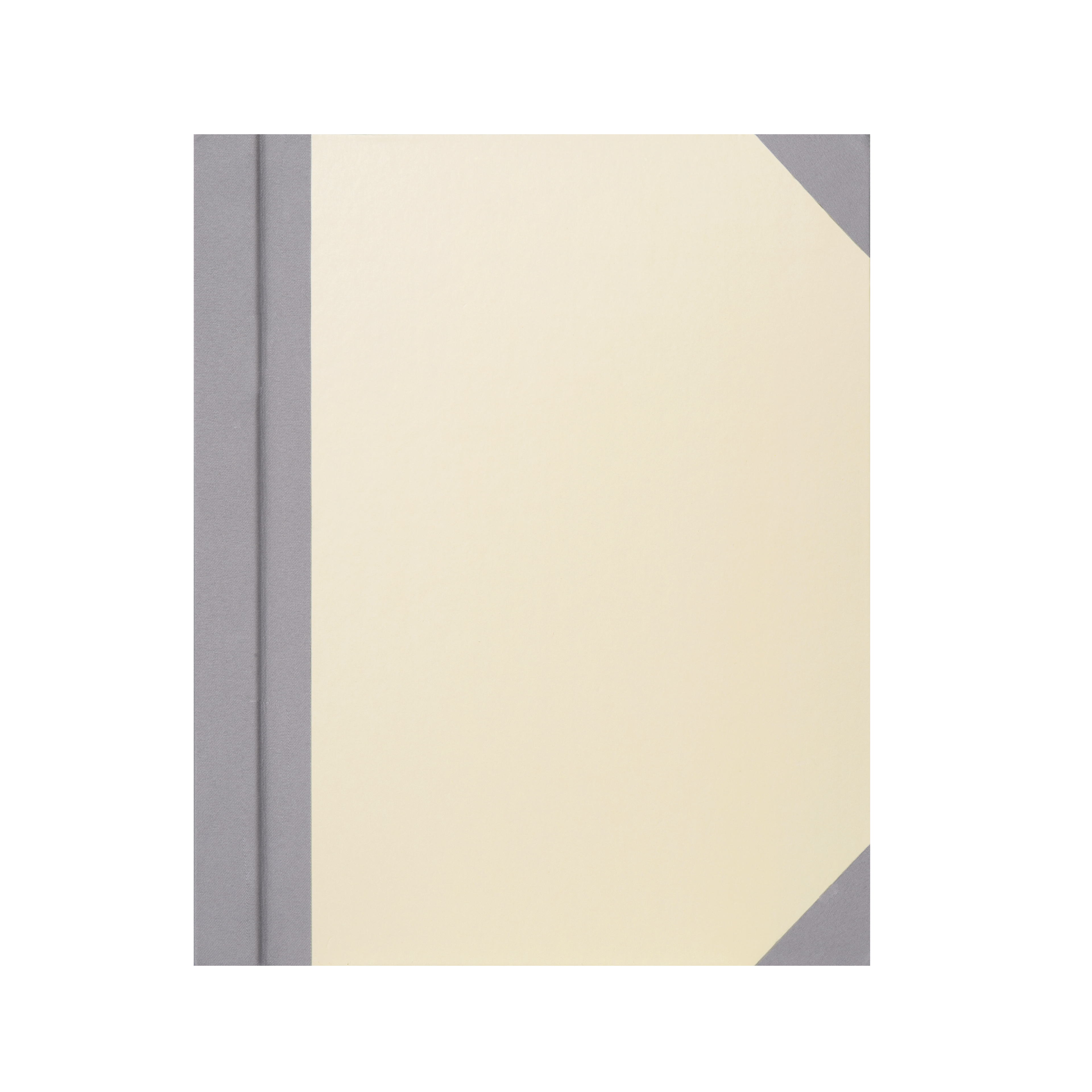 A beige album cover with gray spine and corners.