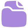 Purple icon of a folder with a document inside.