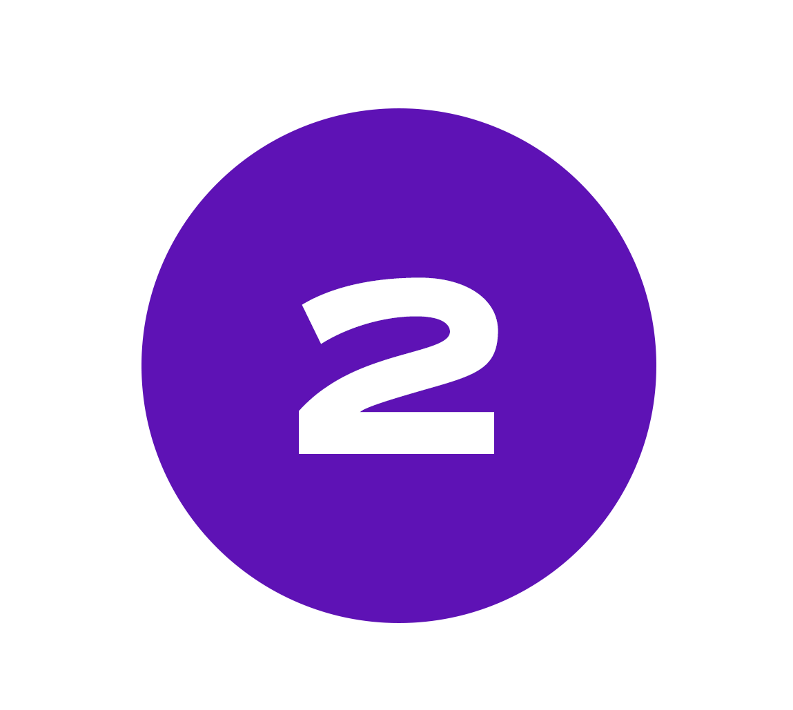 White number two on a purple square background.