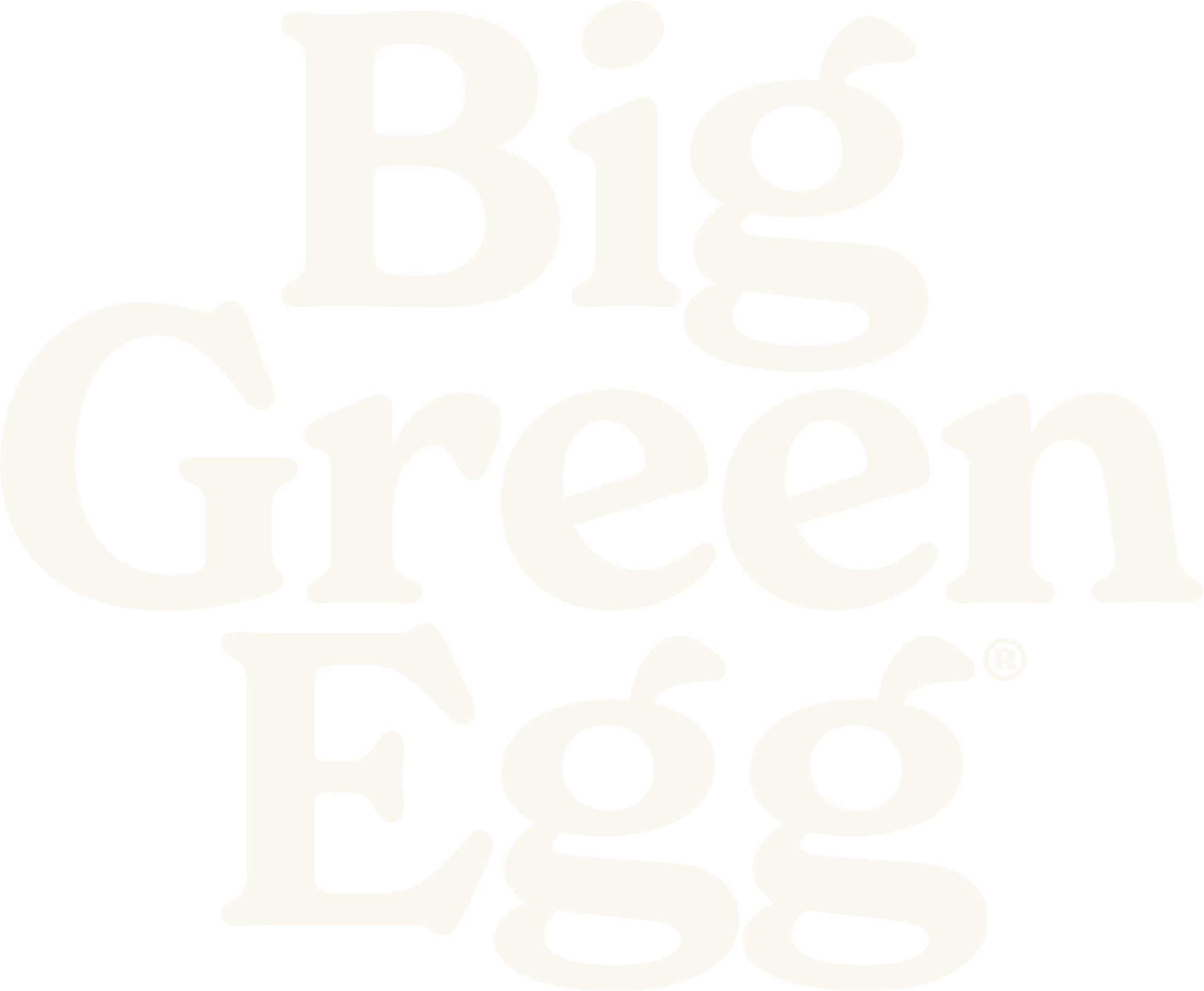 Text 'Big Green Egg' in white, stylized design.