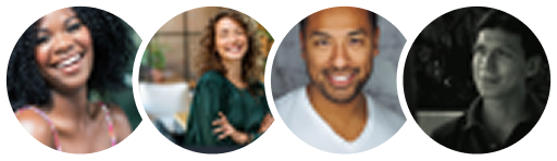 Profile photos of four happy customers