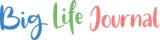 The Big Life Journal logo, with each word written in a different color: blue, green, and pink.